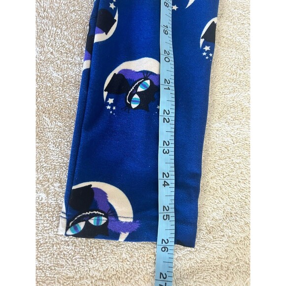 Lula Roe One Size Blue Smiling Cat Sitting On The Moon Leggings Sleepwear - Picture 7 of 10